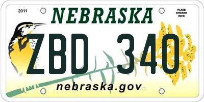 NE license plate ZBD340
