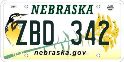NE license plate ZBD342