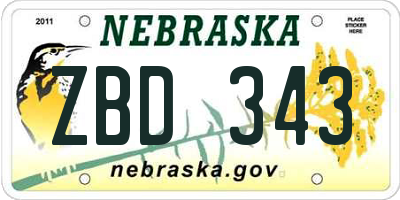 NE license plate ZBD343
