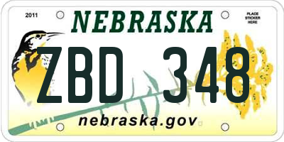 NE license plate ZBD348