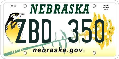 NE license plate ZBD350