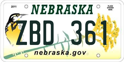 NE license plate ZBD361