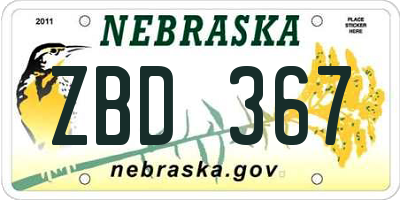 NE license plate ZBD367