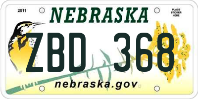 NE license plate ZBD368