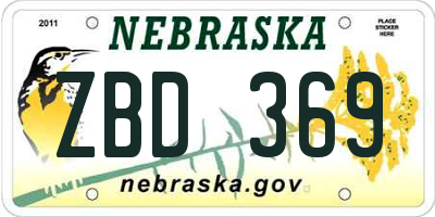 NE license plate ZBD369