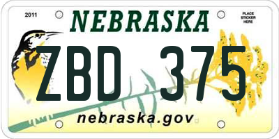 NE license plate ZBD375