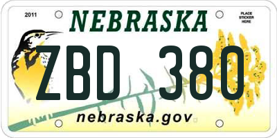 NE license plate ZBD380