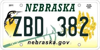 NE license plate ZBD382
