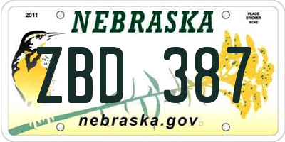 NE license plate ZBD387