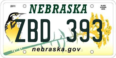 NE license plate ZBD393