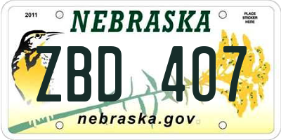 NE license plate ZBD407