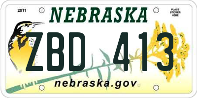 NE license plate ZBD413