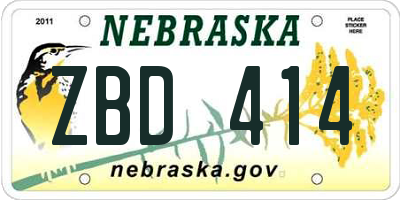 NE license plate ZBD414