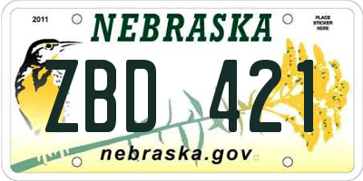 NE license plate ZBD421