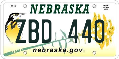 NE license plate ZBD440