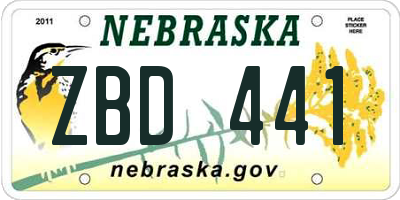 NE license plate ZBD441