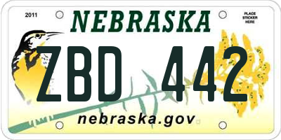 NE license plate ZBD442