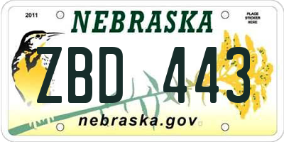 NE license plate ZBD443