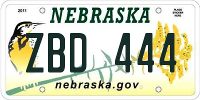 NE license plate ZBD444