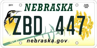 NE license plate ZBD447