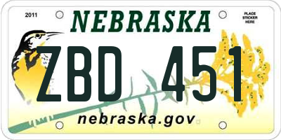 NE license plate ZBD451