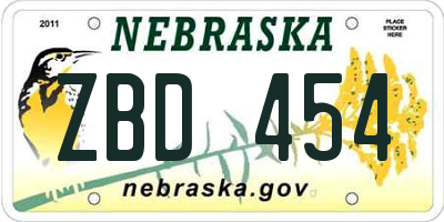 NE license plate ZBD454