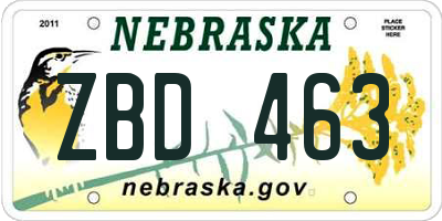 NE license plate ZBD463