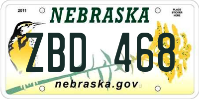 NE license plate ZBD468