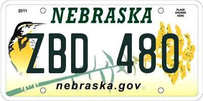 NE license plate ZBD480