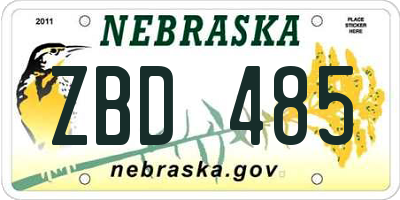 NE license plate ZBD485