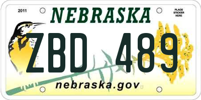 NE license plate ZBD489