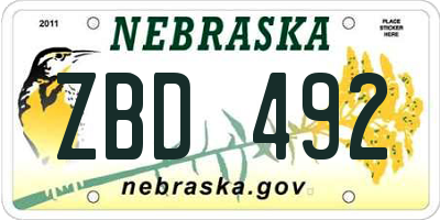 NE license plate ZBD492