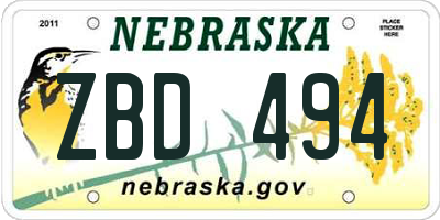 NE license plate ZBD494
