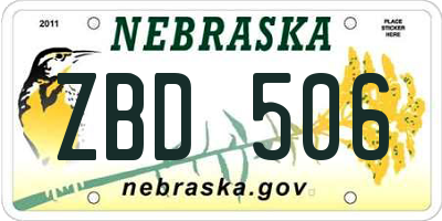 NE license plate ZBD506