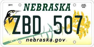 NE license plate ZBD507