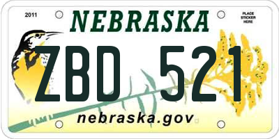 NE license plate ZBD521