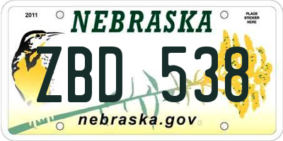 NE license plate ZBD538