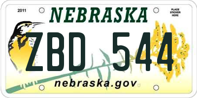 NE license plate ZBD544