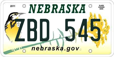 NE license plate ZBD545