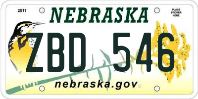 NE license plate ZBD546