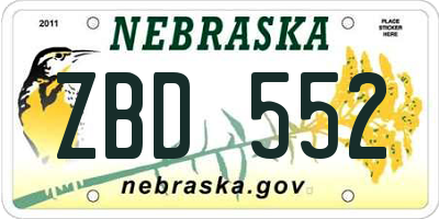 NE license plate ZBD552