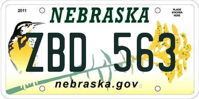 NE license plate ZBD563