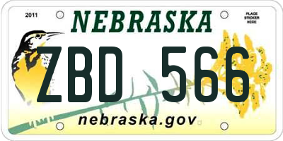 NE license plate ZBD566