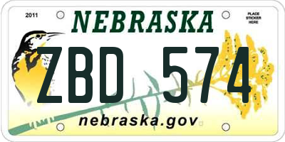 NE license plate ZBD574