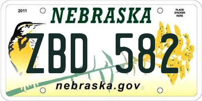NE license plate ZBD582