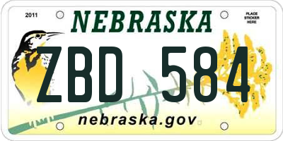 NE license plate ZBD584