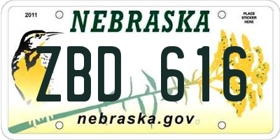NE license plate ZBD616