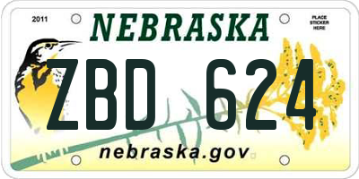 NE license plate ZBD624