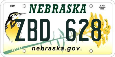 NE license plate ZBD628