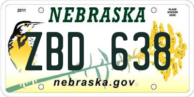 NE license plate ZBD638